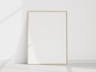 Fototapeta na wymiar poster mockup, minimalist wooden frame mockup, print mockup, 3d render