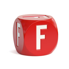 Dice font on white background 3d rendering letter F