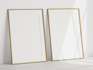 minimalist wooden frame mockup, poster mockup, 3d render