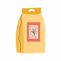 Sowing seeds. Garden package of seeds. Isolated vector illustration on white background.
