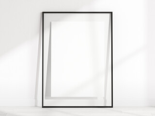 Black frame mockup with glass border, poster mockup, print mockup, minimalist mockup, 3d render