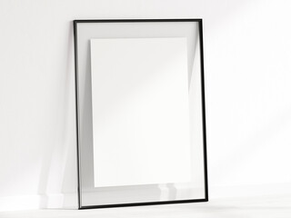 Black frame mockup with glass border, poster mockup, print mockup, minimalist mockup, 3d render