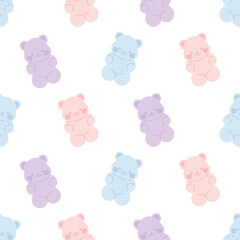Seamless pattern with colorful gummy bears