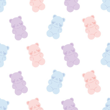 Seamless pattern with colorful gummy bears