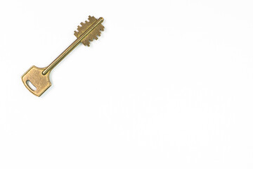 golden key on table. Bunch of apartment key. To forget key at home consept. Close-up.