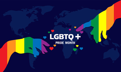 Obraz premium Happy Pride Day concept for LGBTQ community. LGBT Pride Typography Vector. Pride Text with LGBTQ Rainbow Flag Color.