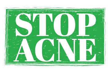 STOP ACNE, words on green grungy stamp sign