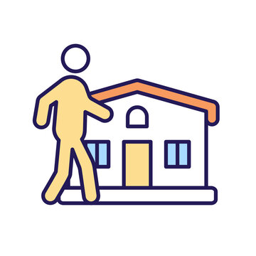 recommend clip art: Property owner RGB color icon. Family house. Home residents. Secure and safe dwelling. Friendly neighbourhood. Real estate holder. Isolated vector illustration. Simple filled line drawing