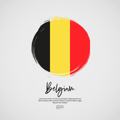 Flag of Belgium with brush stroke effect and text