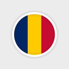 Fototapeta premium Flag of Chad with circle frame and white background