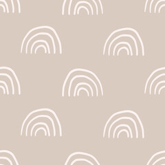 Beige boho rainbow seamless pattern