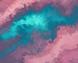 Abstract pink and blue wavy curly background 