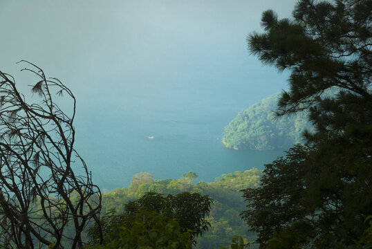 Beautiful sunset in impressive something of Ilopango in El Salvador