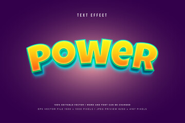 Power 3d text effect on purple background