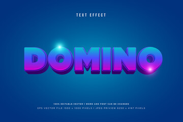 Domino 3d text effect on blue background