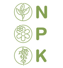 Nitrogen, phosporous, potassium in gardening icons