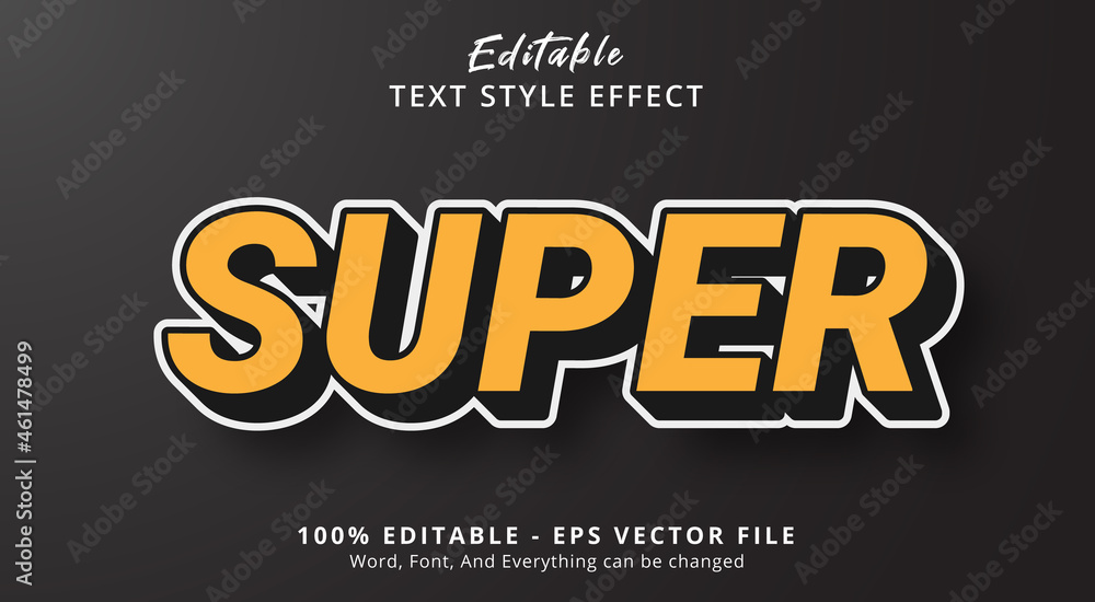 Poster super text with hype color style effect, editable text effect
