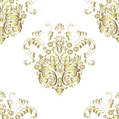 seamless vintage pattern with golden elements on colorfil background
