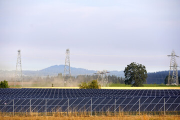 Solar Panels Farm in Rural Farmland