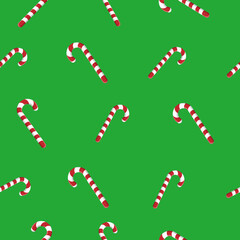 Fototapeta na wymiar Christmas cute candy cane seamless vector pattern