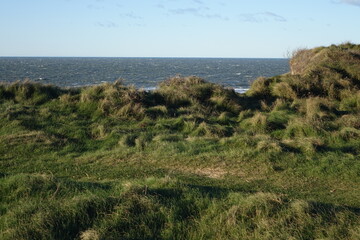Fototapeta na wymiar Scenic view from Maarup cliff over the North Sea, Jammerbugt, Lonstrup, Hjorring, Northern Jutland, Denmark 