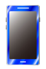 青色のスマホのイラスト。リアルなスマートフォンのイラスト。