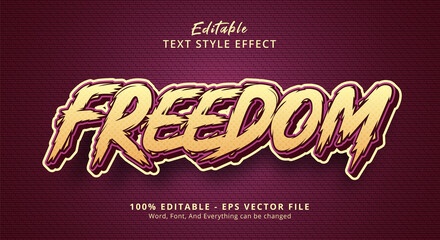 Fototapeta premium Freedom text on urban comic style effect, editable text effect