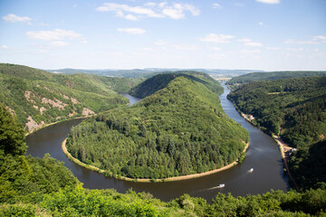 Fototapeta premium view of river turn in the forest