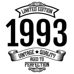 vintage 1993 Aged to perfection, 1993 birthday typography design for T-shirt