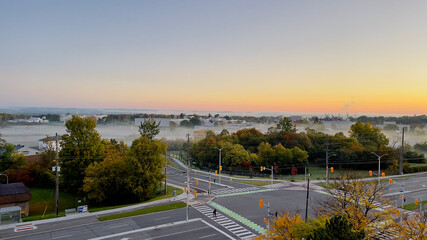 Misty morning on a sunny day