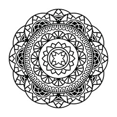 Fototapeta premium Isolated mandala in vector. Round pattern in white and black colors. Vintage decorative element for cards and coloring books