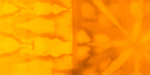 Gold Veil Silk. Ochre Tie Dye Effect. Ochre Color