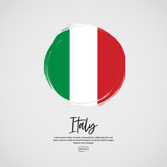 Flag of Italy with brush stroke effect and text