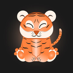 Cute tuger illustration. New 2022 year tiger. Vector illustration.