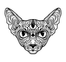 Cat Sphinx patterned. third eye