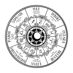 Wiccan wheel of the Year - obrazy, fototapety, plakaty