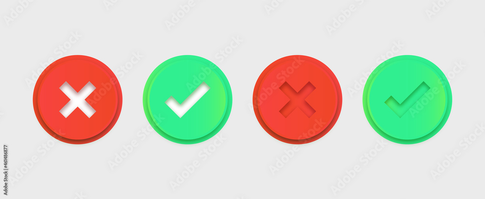 Aufkleber checkmark icon button - Tick and cross signs - check icon buttons - green and red checkmark button - checklist symbols - check mark icon - voting check mark - checklist checkmark - approved checkmark	