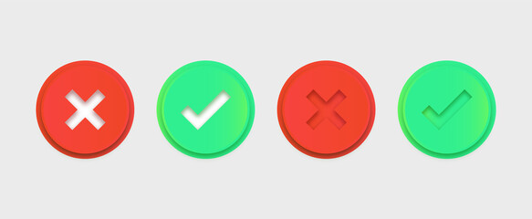 checkmark icon button - Tick and cross signs - check icon buttons - green and red checkmark button - checklist symbols - check mark icon - voting check mark - checklist checkmark - approved checkmark	