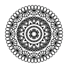 Isolated mandala in vector. Round line pattern. Vintage monochrome decorative element for cards and coloring books