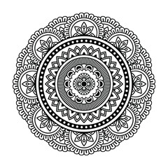 Isolated mandala in vector. Round pattern in white and black colors. Vintage decorative element for design 