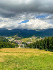 Fototapeta premium landscape with mountains and blue sky, bukovel 