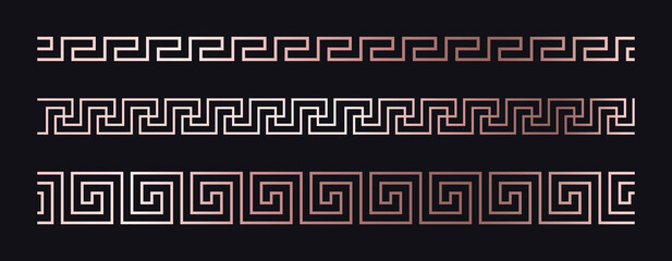 Greek gold borders on a black background, vector