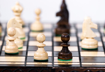 Two Chess Pawn Standing next to each other, Making Decision and Take a Strategy, Hobby that...