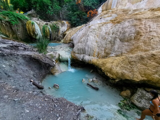 The "Bagni di San Filippo", natural thermal woters in a forest located Tuscany