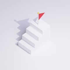 3D素材_シンプルな階段とフラッグ