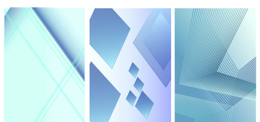 Abstract Blue Background With Lines Set of Banners