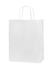 Empty shopping paper bag isolated on white