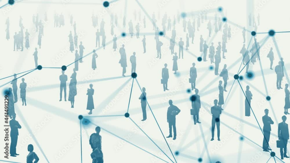 Poster A large number of multinational people and technology concept. People and communication network. Digital transformation.