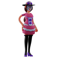 Sugar Skull 3D Character with hand on waist
