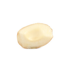 Piece of tasty organic hazelnut on white background
